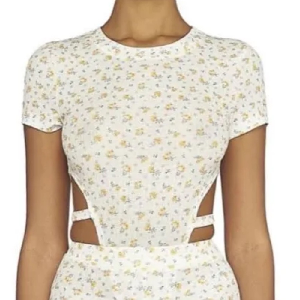 Elegant Floral Cut-Out Bodysuit
